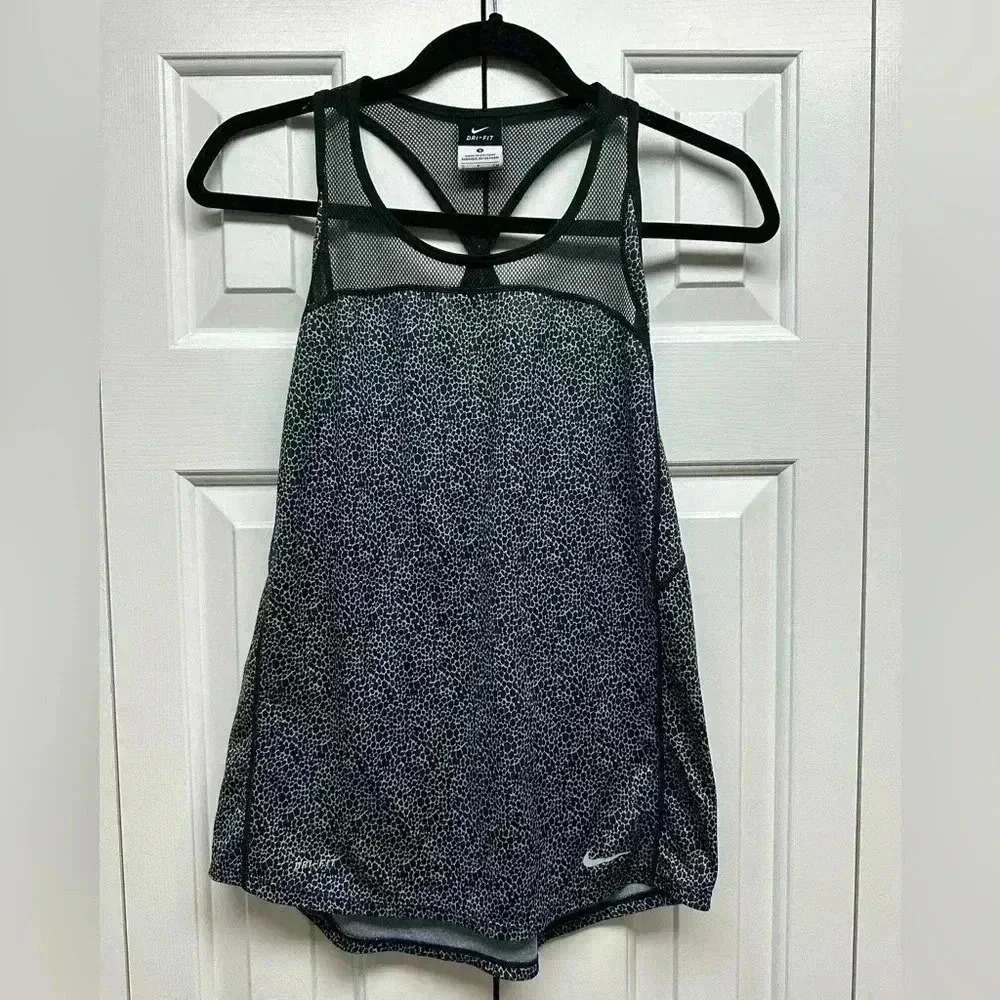 Nike leopard print mesh racerback athletic tank top women’s size small‎